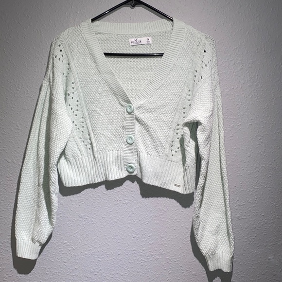 Hollister Mint Crop-Top, button-down sweater - Picture 1 of 4